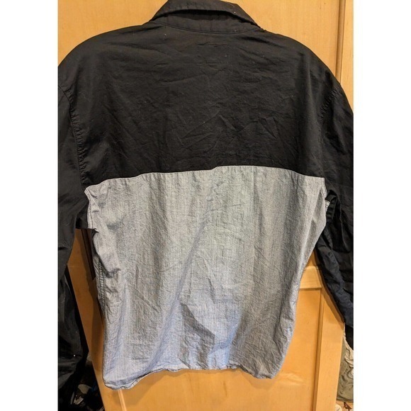 Rock & Republic Button Up Shirt Mens Medium Long Sleeve Black Pockets Casual‎ - Picture 2 of 4